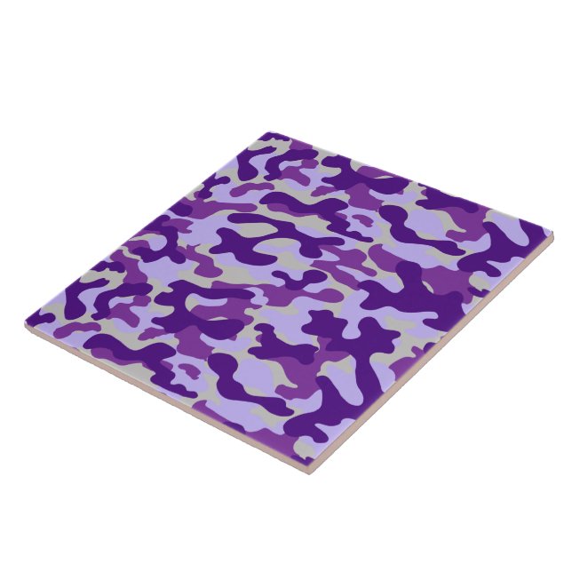 Purple And Lavender Camo Pattern  Ceramic Tile (Side)