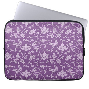 Purple and lavender floral pattern laptop sleeve