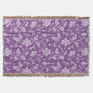 Purple and lavender floral pattern throw blanket
