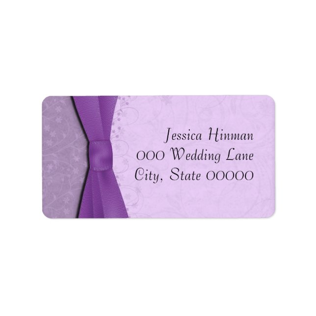 Purple and Lavender Floral Wedding Address Labels (Front)