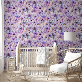 Purple and lavender flowers and butterflies  wallpaper