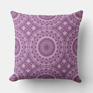 Purple and Lavender Geometric Mandala Pattern Cushion