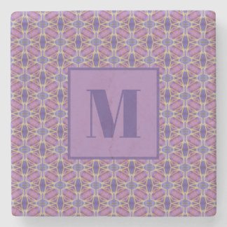 Purple and Lavender Initial Stone Coaster