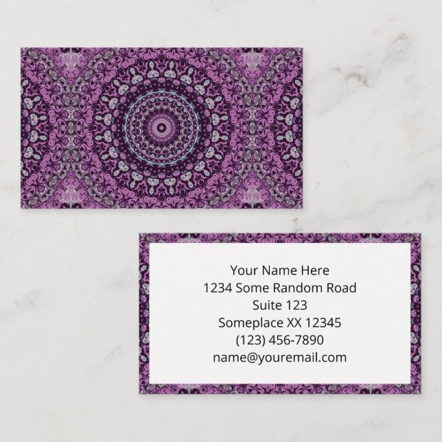 Purple and Lavender Mandala Pattern Design Business Card (Front/Back)