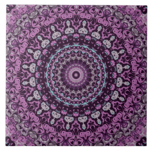 Purple and Lavender Mandala Pattern Design Ceramic Tile