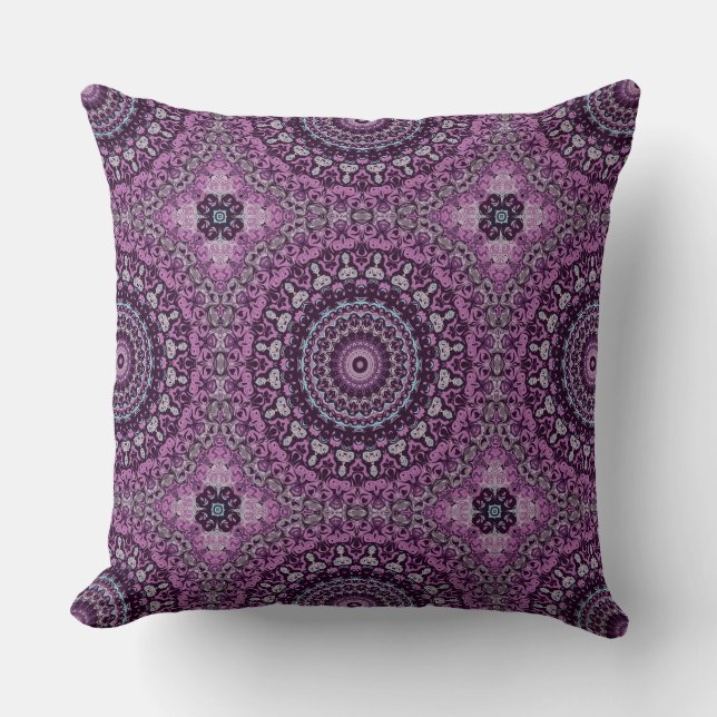 Purple and Lavender Mandala Pattern Design Cushion (Front)