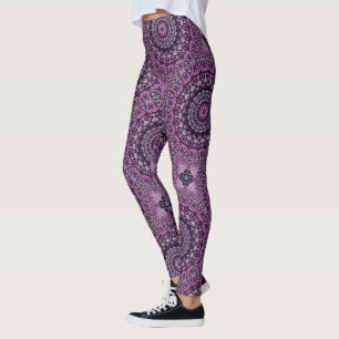 Purple and Lavender Mandala Pattern Design Leggings