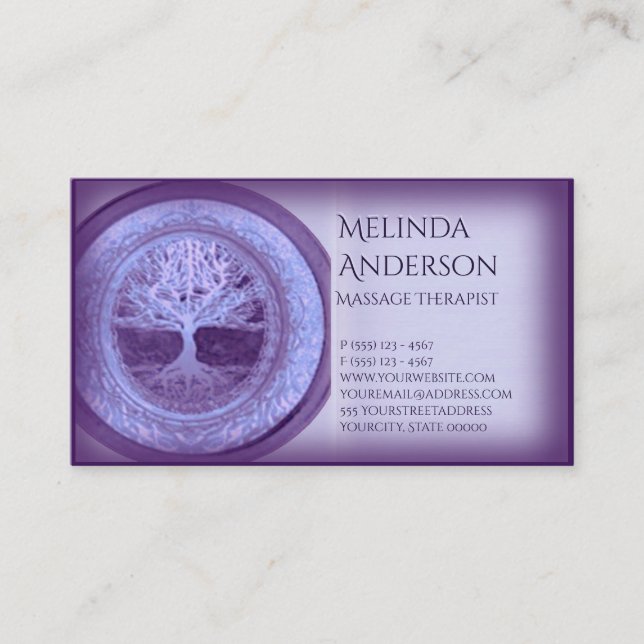 Purple and Lavender Tree of Life Business Card (Front)