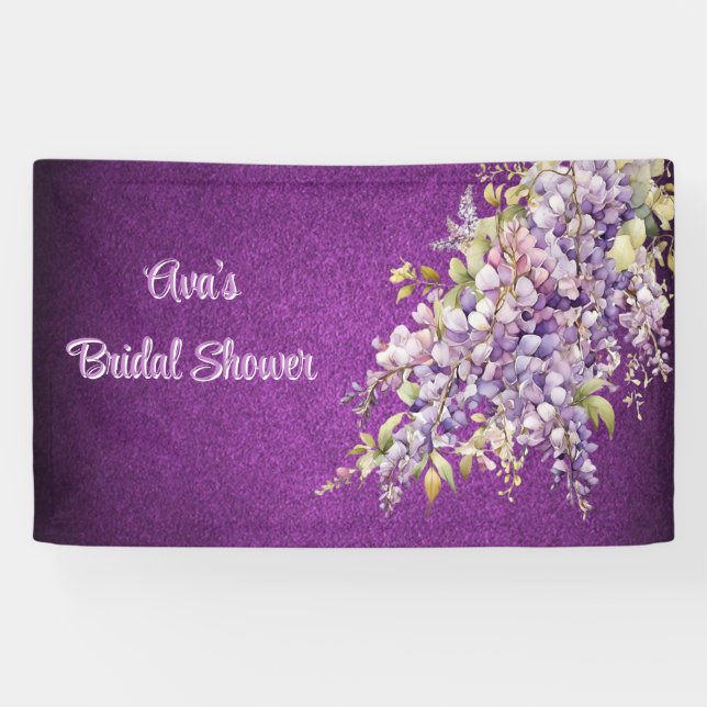 Purple and Lavender Wisteria Bridal Shower Banner (Horizontal)