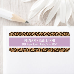 Purple and Leopard Print Return Address Label