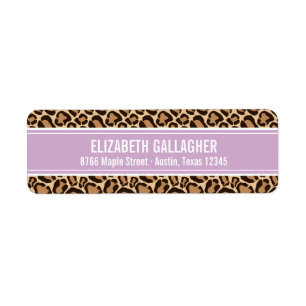 Purple and Leopard Print Return Address Label