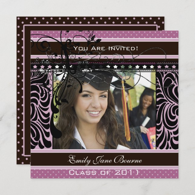 Purple and Lilac Senior Pictures Class of Invitation (Front/Back)