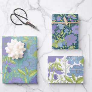 Purple and Lime Floral Gift Wrap