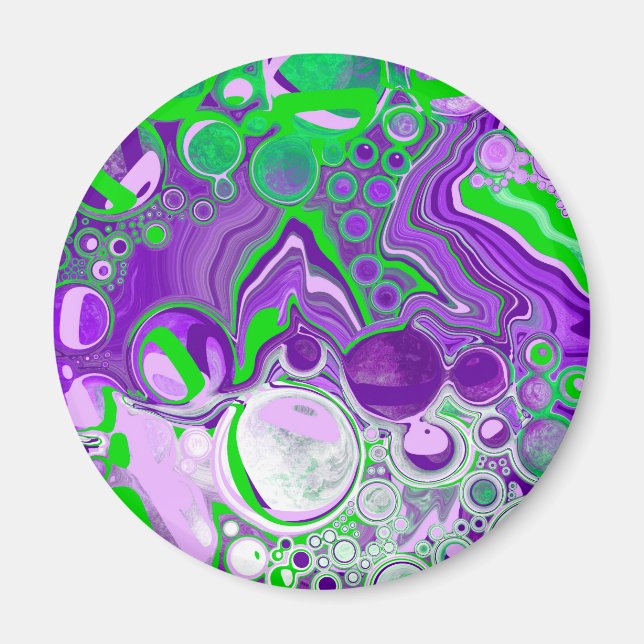 Purple and Lime Green Marble Fluid Art     Magnet (Front)