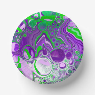 Purple and Lime Green Marble Fluid Art   Paper Plate