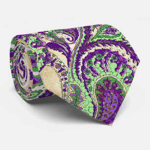 Purple and Lime Paisley Wedding Tie