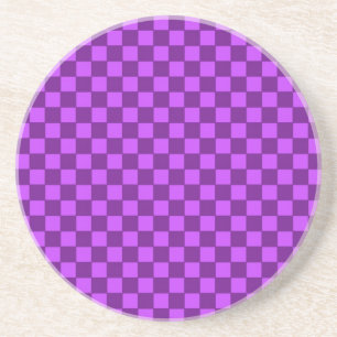Purple and Magenta Chequerboard Pattern Coaster