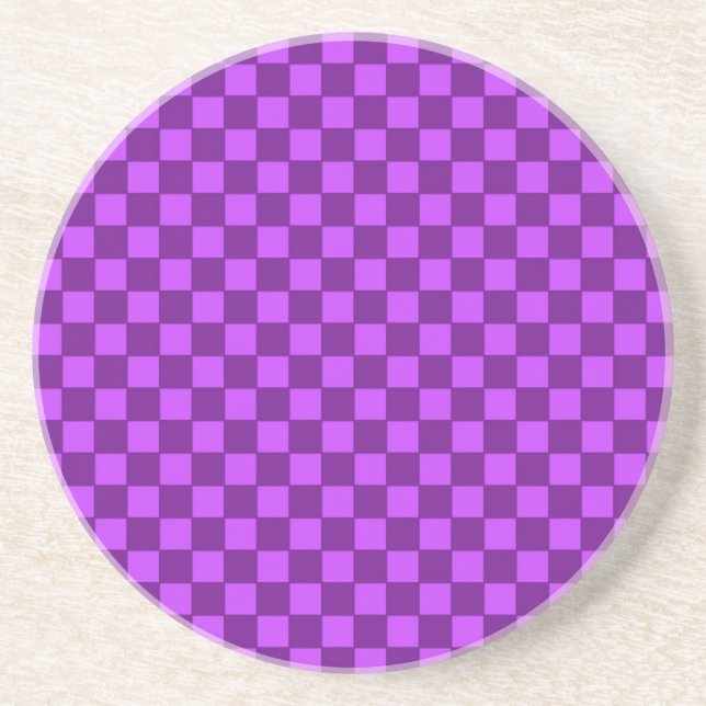 Purple and Magenta Chequerboard Pattern Coaster (Front)