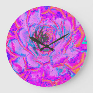 Purple and Magenta Succulent Sedum Rosette Large Clock
