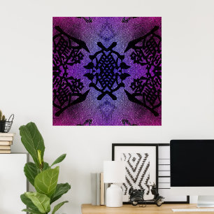 Purple and Magenta Symmetrical Pattern Poster