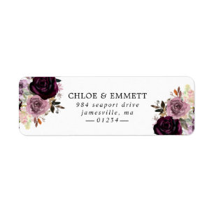 Purple and Mauve Pink Floral Return Address Label