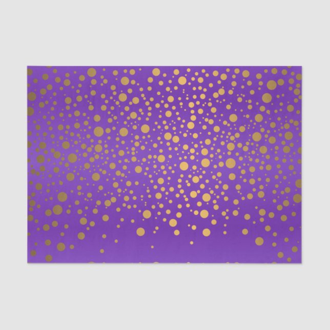 Purple and Metallic Gold Confetti Tissue Paper (Front)