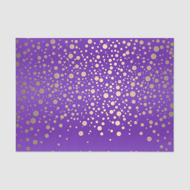 Purple and Metallic Gold Confetti Tissue Paper (Front)