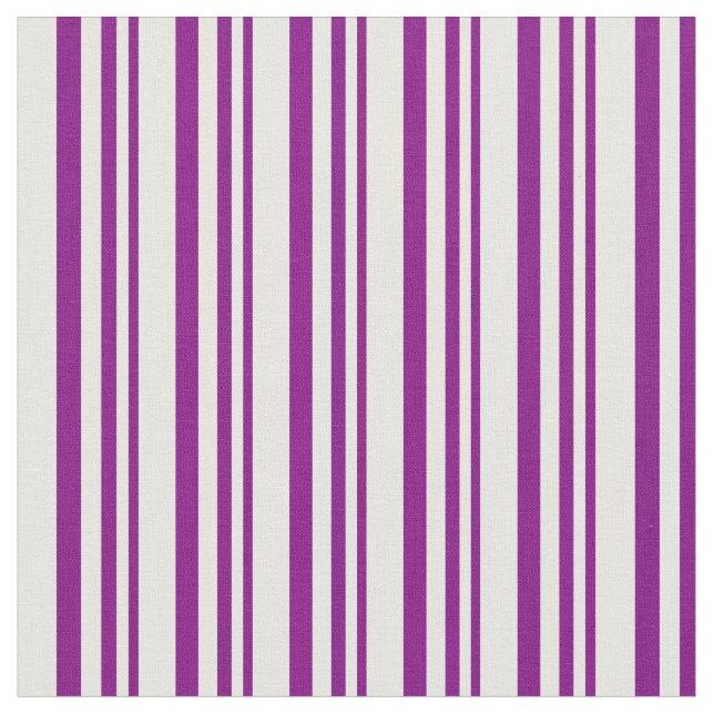Purple and Mint Cream Coloured Pattern Fabric (Close Up)