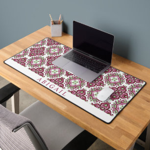 Purple and mint green Mediterranean pattern Desk Mat