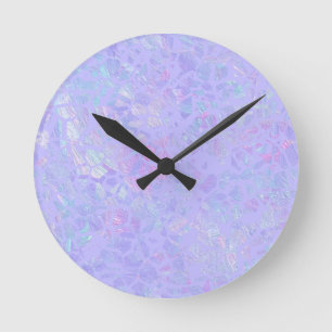 Purple and Multicolor Flakes Round Clock