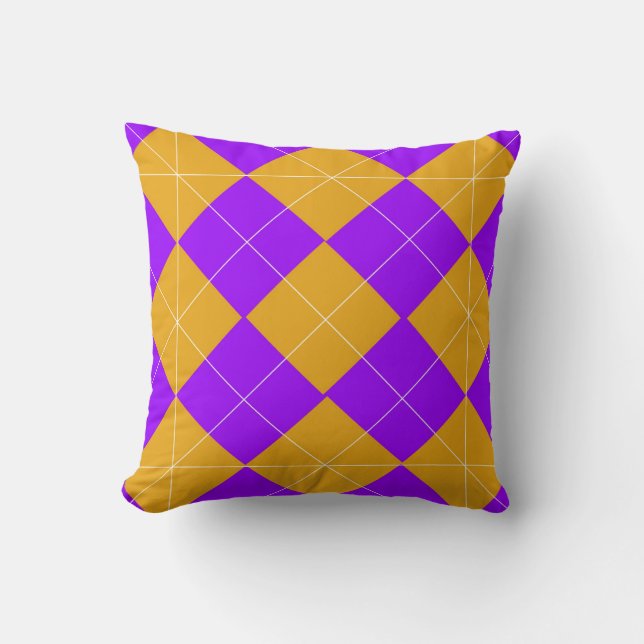Purple and Orange Argyle Cushion (Front)