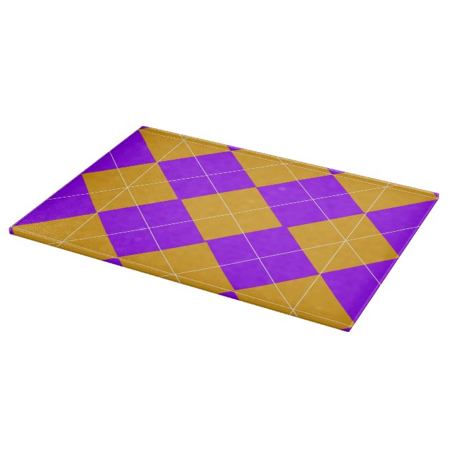 Purple and Orange Argyle Cutting Board (Corner)