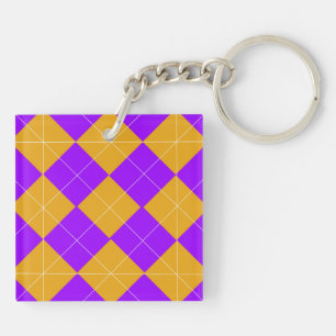 Purple and Orange Argyle Key Ring