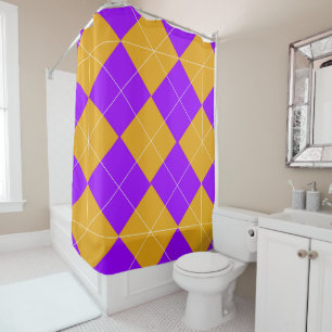 Purple and Orange Argyle Shower Curtain