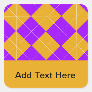 Purple and Orange Argyle Square Sticker