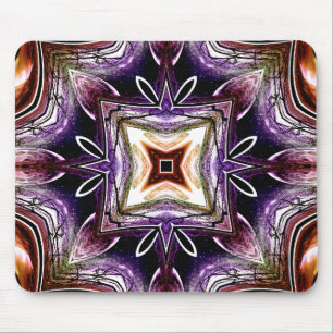 Purple and Orange Cosmic Kaleidoscope Design Mouse Pad