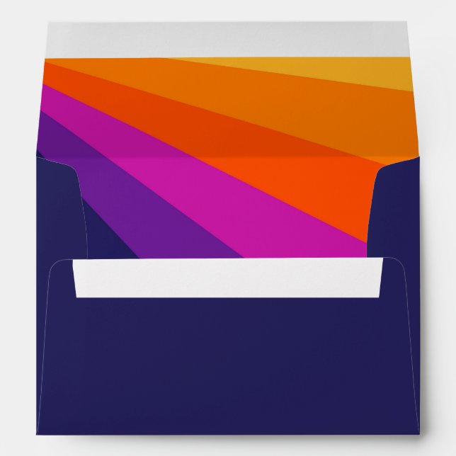 Purple and orange diagonal retro stripes envelope (Back (Bottom))