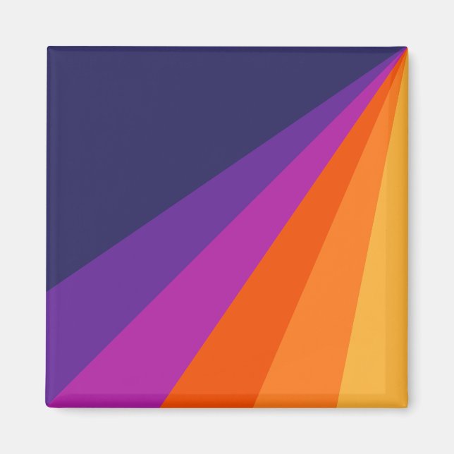 Purple and orange diagonal retro stripes magnet (Front)