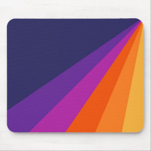Purple and orange diagonal retro stripes mouse pad