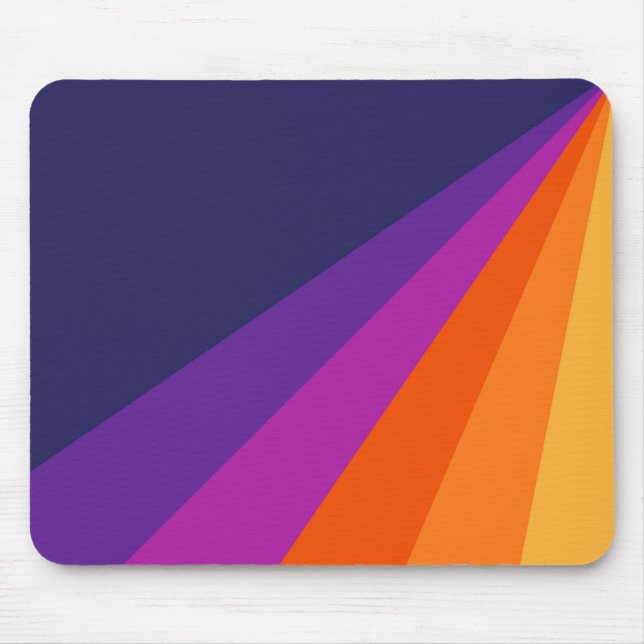 Purple and orange diagonal retro stripes mouse pad (Front)
