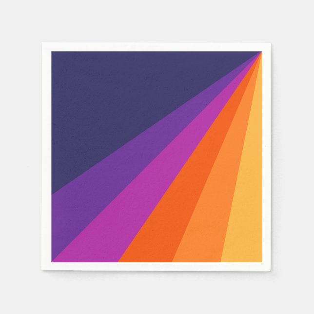 Purple and orange diagonal retro stripes napkin (Front)