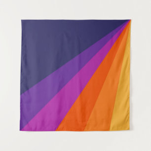 Purple and orange diagonal retro stripes tapestry
