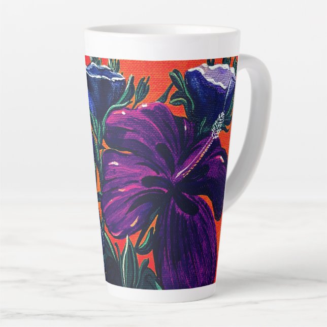 Purple and Orange Fall Floral Cup (Right Angle)