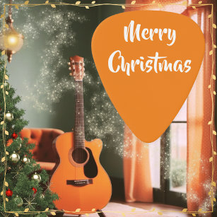 Purple and Orange Festive Merry Christmas  Guitar Pick