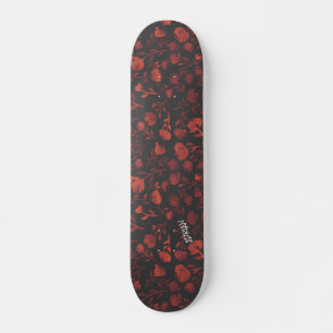 Purple and Orange Flower on Gray & Name or Text Skateboard