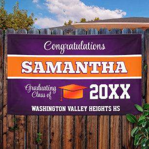 Purple and Orange Graduation Party Banner