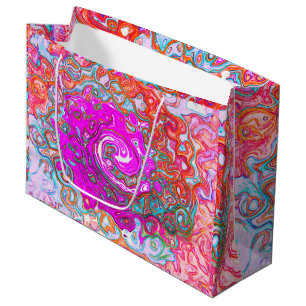 Purple and Orange Groovy Abstract Retro Swirl Large Gift Bag
