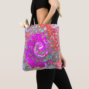 Purple and Orange Groovy Abstract Retro Swirl Tote Bag