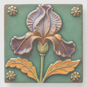 Purple and Orange Iris Stone Coaster