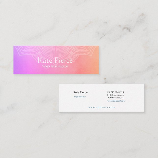 Purple And Orange Mandala Mini Business Card (Front/Back)